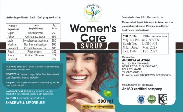 Arokiya Alayam - Women's Care Syrup - 500 ML